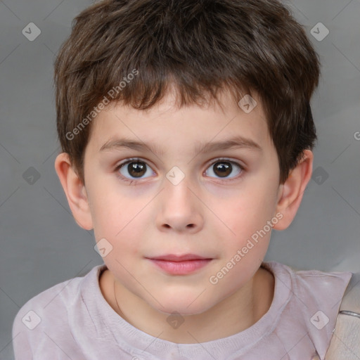 Neutral white child male with short  brown hair and brown eyes