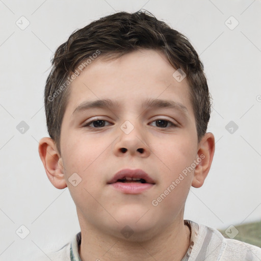 Neutral white child male with short  brown hair and brown eyes