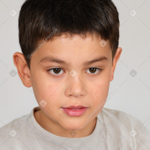 Neutral white child male with short  brown hair and brown eyes