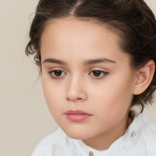 Neutral white child female with medium  brown hair and brown eyes