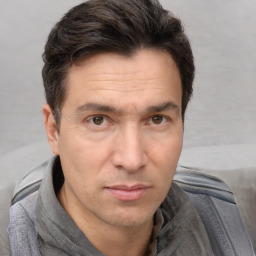 Neutral white adult male with short  brown hair and brown eyes