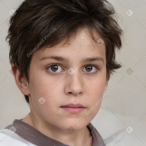 Neutral white child female with short  brown hair and brown eyes