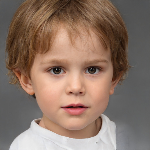 Neutral white child female with short  brown hair and brown eyes