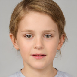 Neutral white child female with medium  brown hair and brown eyes