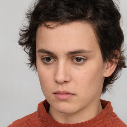 Neutral white young-adult male with medium  brown hair and brown eyes