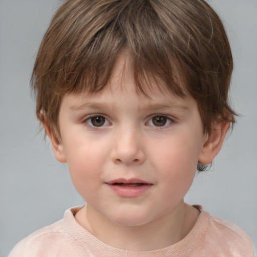 Neutral white child male with medium  brown hair and brown eyes