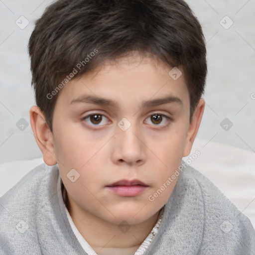 Neutral white child male with short  brown hair and brown eyes