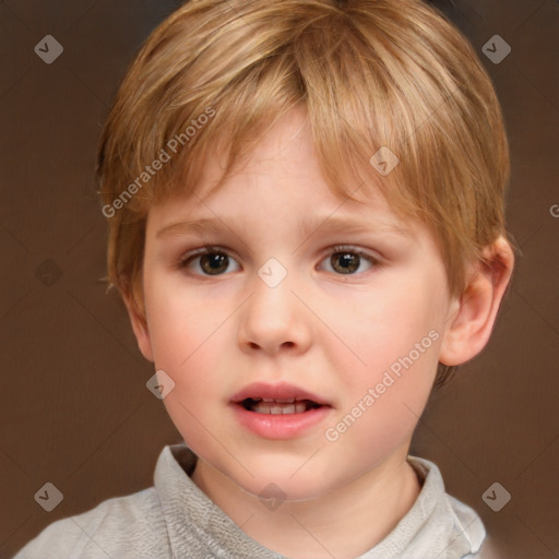 Neutral white child male with short  brown hair and brown eyes