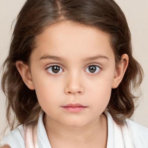 Neutral white child female with medium  brown hair and brown eyes