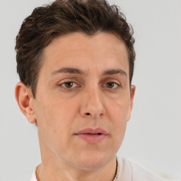 Neutral white adult male with short  brown hair and brown eyes