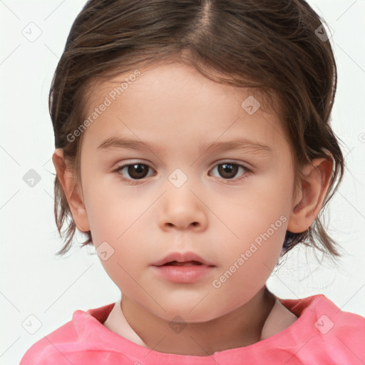 Neutral white child female with medium  brown hair and brown eyes