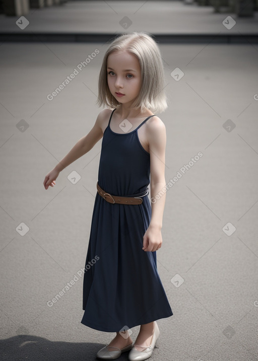 Caucasian child female with  gray hair