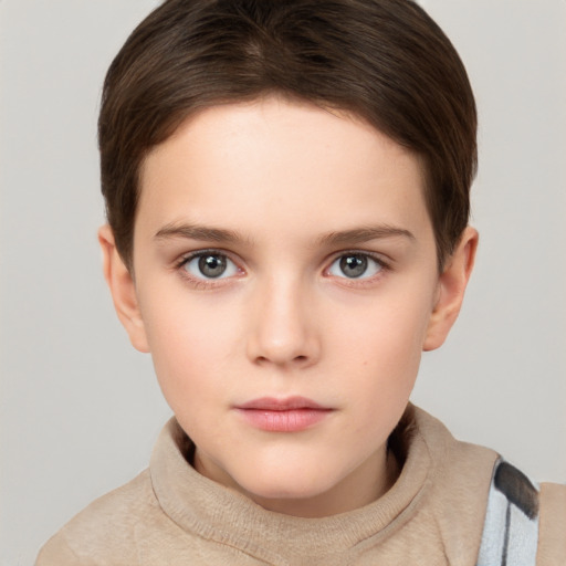 Neutral white young-adult female with short  brown hair and brown eyes