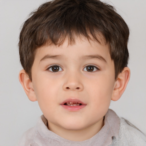 Neutral white child male with short  brown hair and brown eyes