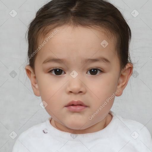 Neutral white child female with short  brown hair and brown eyes