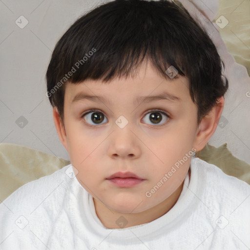 Neutral white child female with short  brown hair and brown eyes