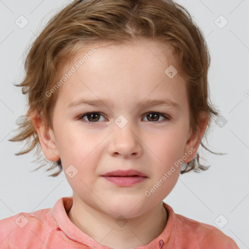 Neutral white child female with medium  brown hair and brown eyes