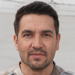 Neutral white adult male with short  brown hair and brown eyes