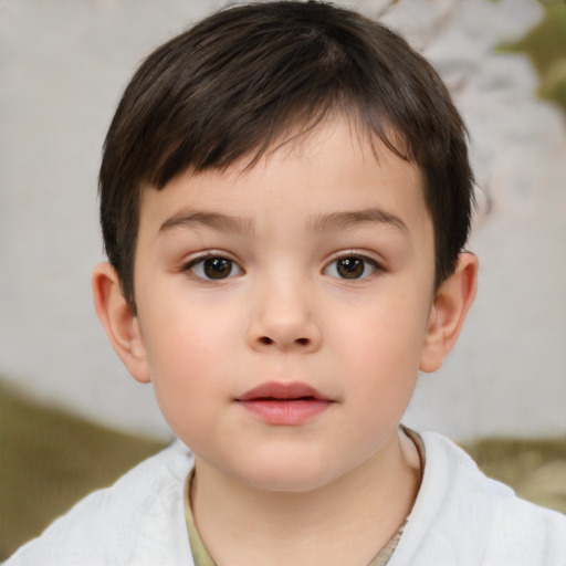 Neutral white child male with short  brown hair and brown eyes