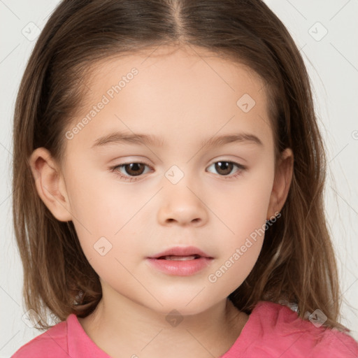 Neutral white child female with medium  brown hair and brown eyes