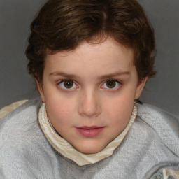 Neutral white child female with short  brown hair and brown eyes