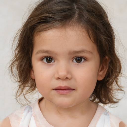 Neutral white child female with medium  brown hair and brown eyes