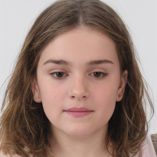 Neutral white child female with medium  brown hair and brown eyes