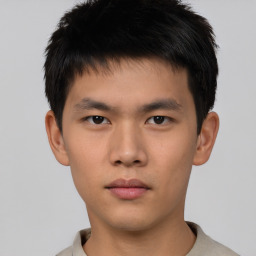 Neutral asian young-adult male with short  brown hair and brown eyes