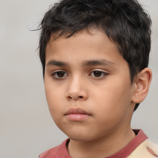 Neutral white child male with short  brown hair and brown eyes