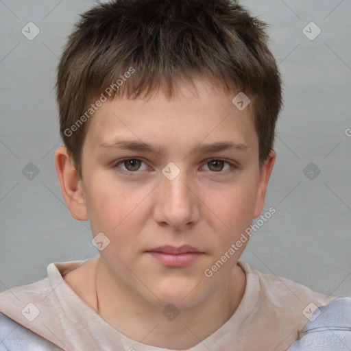 Neutral white child male with short  brown hair and brown eyes