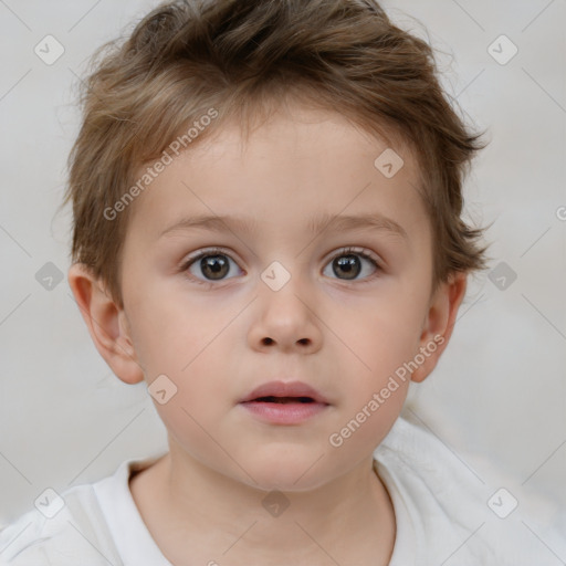 Neutral white child male with short  brown hair and brown eyes