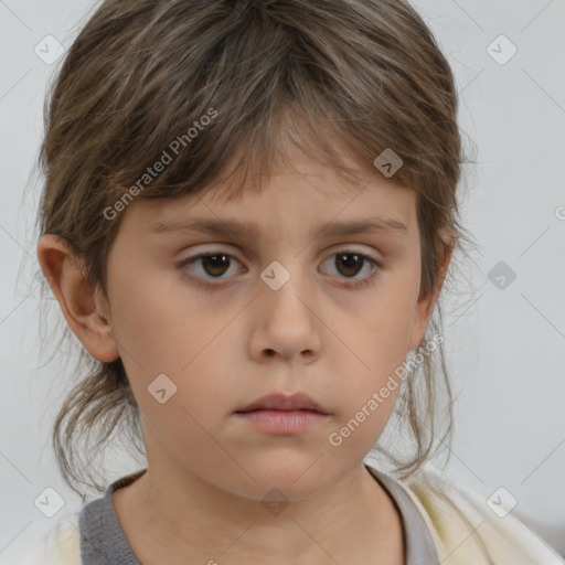 Neutral white child female with medium  brown hair and brown eyes