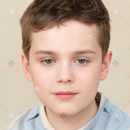 Neutral white child male with short  brown hair and brown eyes