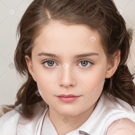 Neutral white child female with medium  brown hair and brown eyes