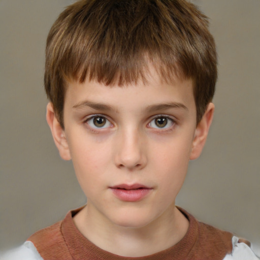 Neutral white child male with short  brown hair and brown eyes