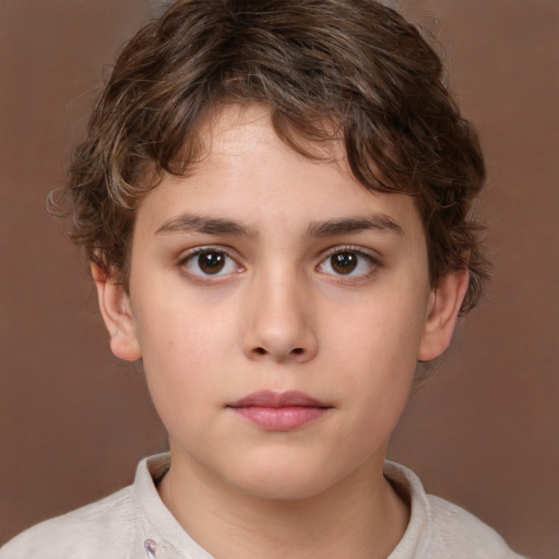 Neutral white child male with short  brown hair and brown eyes