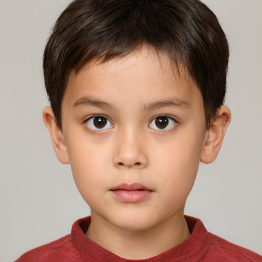 Neutral white child male with short  brown hair and brown eyes