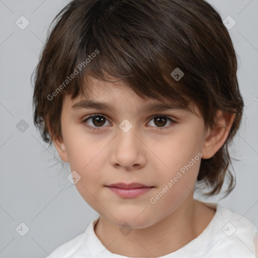 Neutral white child female with medium  brown hair and brown eyes