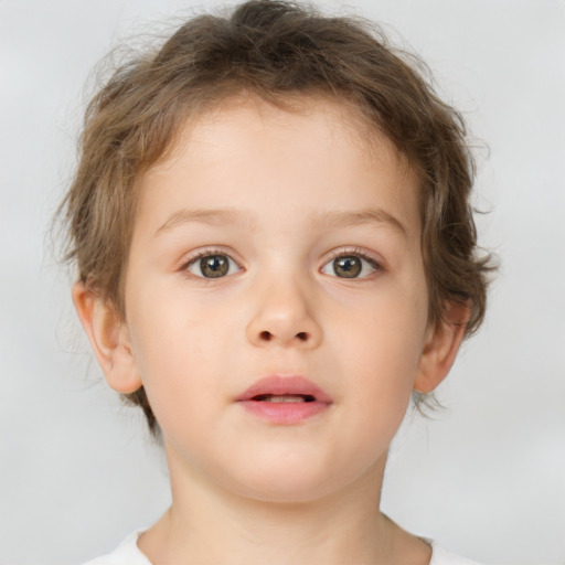 Neutral white child male with short  brown hair and brown eyes