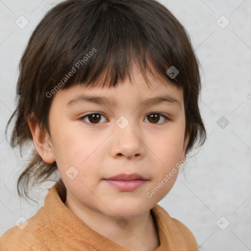 Neutral white child female with medium  brown hair and brown eyes