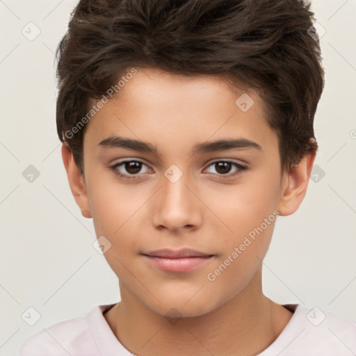 Neutral white child male with short  brown hair and brown eyes