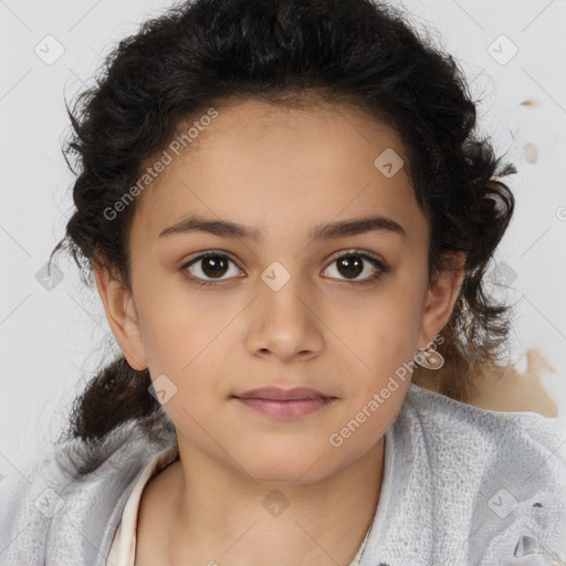 Neutral white child female with medium  brown hair and brown eyes