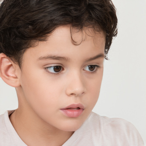 Neutral white child female with short  brown hair and brown eyes