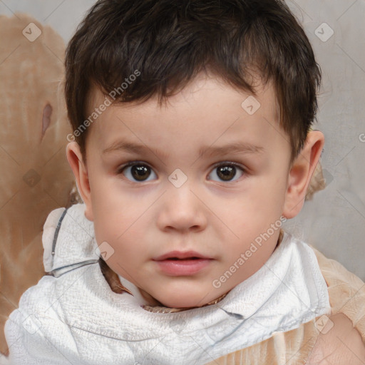 Neutral white child male with short  brown hair and brown eyes