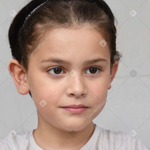 Neutral white child female with short  brown hair and brown eyes