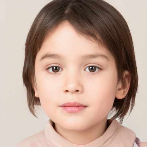 Neutral white child female with medium  brown hair and brown eyes