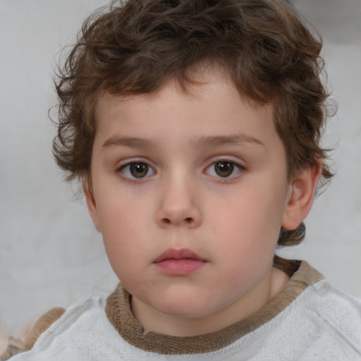 Neutral white child male with short  brown hair and brown eyes