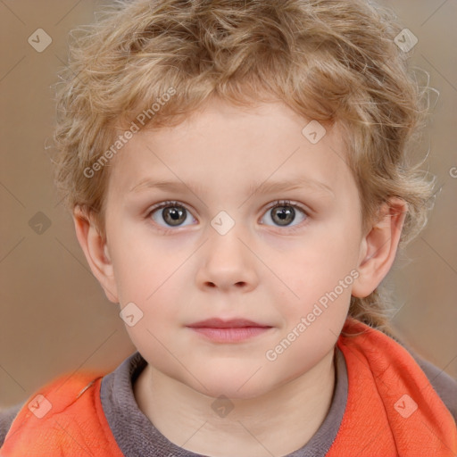 Neutral white child male with short  brown hair and brown eyes