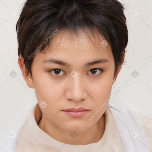 Neutral white child female with medium  brown hair and brown eyes