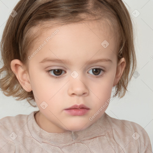 Neutral white child female with medium  brown hair and brown eyes